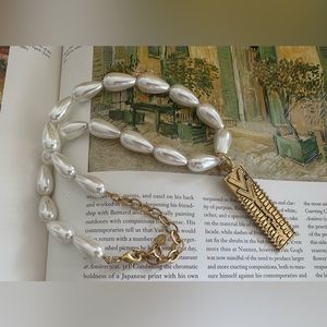Dylanlex Vital Goldbar Necklace with Faux Pearls Gold
